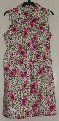 NEW WOMENS WHITE STAG SLEEVELESS FLORAL & LEOPARD PRINT SHIRT DRESS   SIZE 18 - Image 1 of 3