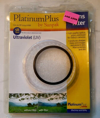 Platinum Plus by Sunpak 58mm UltraViolet  Glass Lens Filter Crisp Open Package - Image 1 of 2