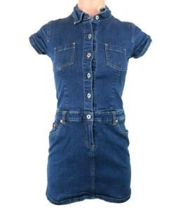 Tommy Hilfiger Button Up Denim Blue Jean Dress VTG 90s girls 10 or womens 2XS - Picture 1 of 9