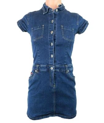 Tommy Hilfiger Button Up Denim Blue Jean Dress VTG 90s girls 10 or womens 2XS - Image 1 of 4
