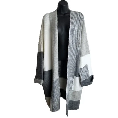 Cárdigan Topshop Grande Colorblock Talla 6 Gris Crema Y2K Streetwear Minimalista Foto 1 de 4