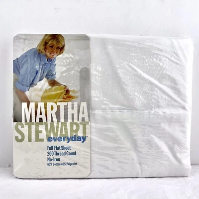 Nuevo de Lote Antiguo Martha Stewart Kmart Sábana Plana Completa Blanca Todos los Días Sin Hierro 200 unidades SELLADA Foto 1 de 4