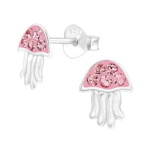 Qualle Kinder Ohrringe mit Kristallen 925 Silber für Mädchen Ohrstecker Schmuck - Bild 1 von 5