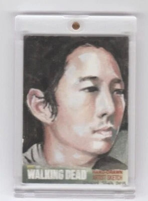 WALKING DEAD SEASON 4 GLENN RHEE SKETCH CARD BY ACCLAIMED ARTIST DANNY SILVA 1/1 - Image 1 of 2