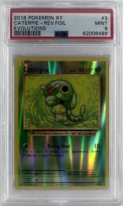2016 POKEMON XY CATERPIE REV.FOIL EVOLUTIONS Graded PSA 9 MINT - Picture 1 of 3