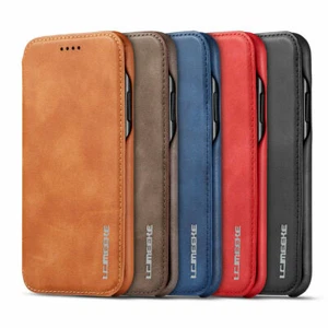 For iPhone 13 12 11 Pro Max XS XR 8 76 Slim Leather Wallet Case Flip Stand Cover - Picture 1 of 21