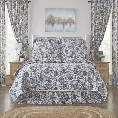 Edredón Dorset Azul Marino Floral King Granja 105Wx95L Algodón Lino Ropa de Cama Marcas VHC Foto 1 de 4