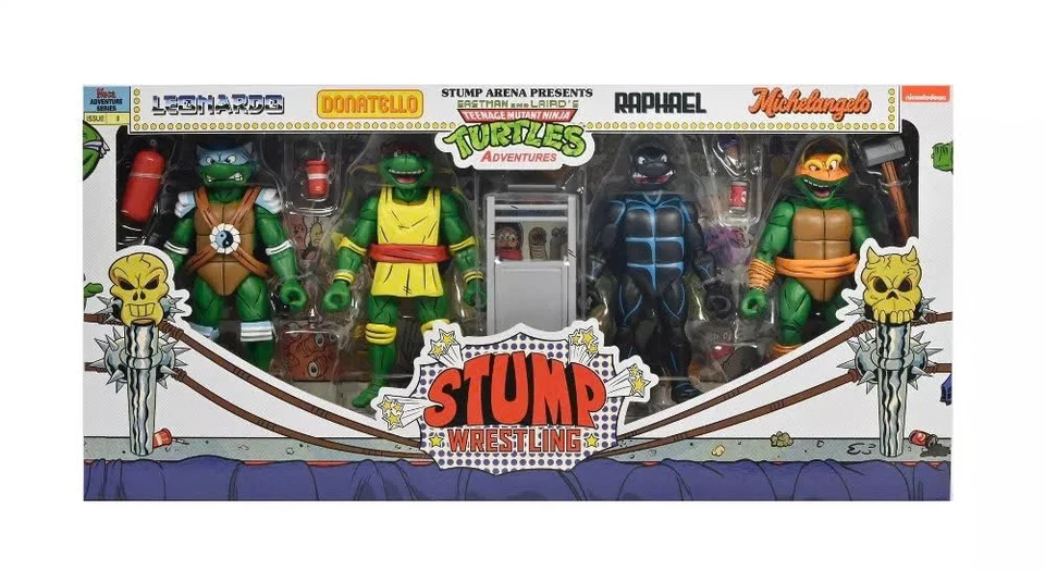 NECA TMNT Cartoon Stump Wrestling Turtles 4 Pack INSTOCK - Image 1 of 2