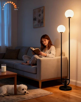 Lámpara de Pie Globo 63IN con Candelabro Negro Estilo Moderno Mediados de Siglo Soporte... Foto 1 de 4