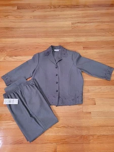 Alfred Dunner Grey Design 2 Piece Outfit Sz 6-8 Petite Vtg NEW - Picture 1 of 7