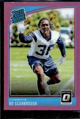 2018 Donruss Optic Bo Scarbrough Pink Prizm Rookie RC #194 Cowboys - Image 1 of 2
