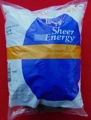 LEGGS SHEER ENERGY PANTYHOSE~6 PACK ~ SIZE B ~REG. SUPPORT ~ COFFEE ~BRAND NEW~C - Image 1 of 4