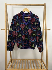 VTG LL Bean Gecko Lizard Snake AOP Fleece Pullover Abstract Sweater YOUTH XL - Picture 1 of 6