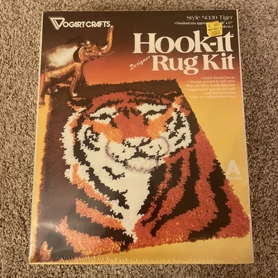 Vintage Vogart Crafts Hook-it Rug Kit Style #4339 “Tiger” NOS orange bk white - Image 1 of 4