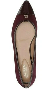 NEW Lauren Ralph Lauren HALENA Pointy Flats Patent Leather Suede Burgundy 7.5  - Picture 1 of 12
