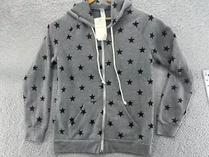 Alternative Women's Gray Star Print Adrian Hoodie Sweatshirt Zip Front Sz Large - Picture 1 of 11