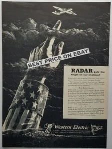 Western Electric 1943 World War II RADAR Advertisement Finger on our enemy! - Picture 1 of 3