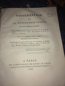MÉDECINE.DYSENTERIE SIMPLE .1825. - Imagen 1 de 2