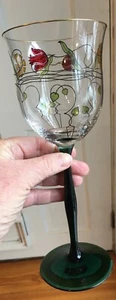 Theresienthal Serenade Wine Glass Goblet 9.75" Art Nouveau Hand Painted Floral - Picture 1 of 9