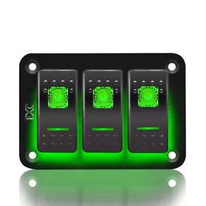 Pre-wired 3 Gang Rocker Switch Panel Green LED 4x4 Boat Caravan Marine 12V 24V - Picture 1 of 7