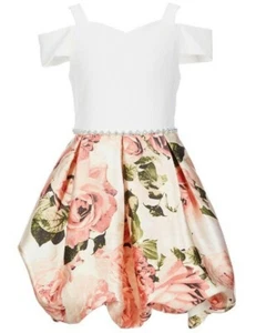 Xtraordinary Big Girl's Cold-Shoulder Floral Bubble Fanciful Dress-Size-14 - Picture 1 of 4