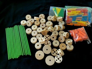 Lote de construcción clásico Tinkertoy 192 piezas de madera ~ Prob de colección años 60 BIG BOY Set  - Imagen 1 de 4