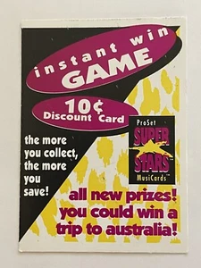 1991 PROSET SUPER STARS MUSICARDS INSTANT WIN GAME TRADING CARD INSERT (EXPIRED) - Bild 1 von 2