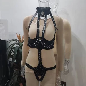 PU Leder Körpergeschirr Zwangsjacke Harness Unterwäsche Clubwear Damen Bondage - Bild 1 von 33