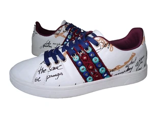DESIGUAL Damen Sneaker Halbschuhe mit Stickerei und Nieten Weiß Gr. 39 - Bild 1 von 4