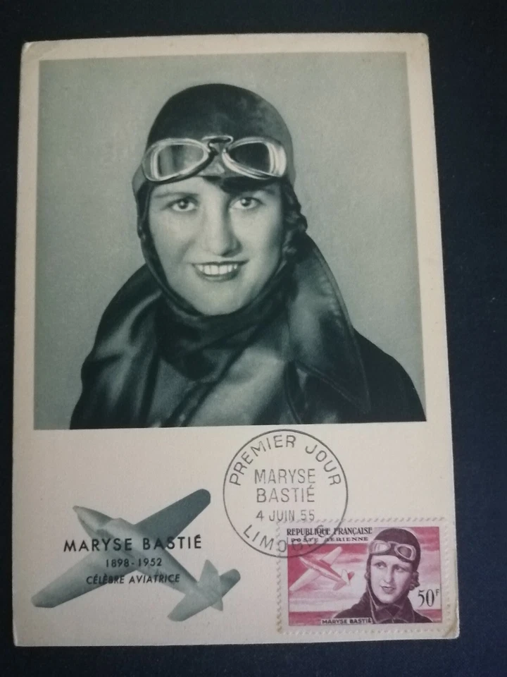 FRANCE PREMIER DAY FDC YVERT POST AERIENNE 34 BASTIE AVIATION 50F LIMOGES 1955 - Image 1 of 1
