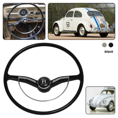 Black Steering Wheel with Horn Button Ring For 1962-1971 Volkswagen Models - Image 1 of 4