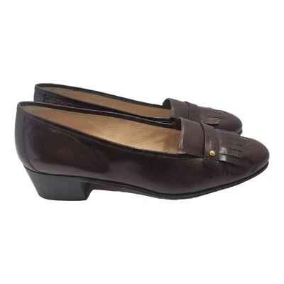Tacones Mocasines Tanino Crisci Hechos a Mano Italianos Cuero Marrón Talla 36.5/6 EE. UU. Foto 1 de 4