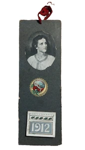 Antikes viktorianisches Kalender Lesezeichen Handarbeit 1912 Miniatur Papier Ephemera - Bild 1 von 4