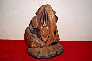 Auténtica escultura sepik tallada tribal en madera de Papúa Nueva Guinea tortuga cocodrilo serpiente - Imagen 1 de 9