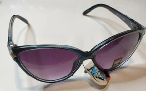 Gafas de sol PUGS marco azul/estrás detalles brillantes UV400 - estilo 1009 nuevo con etiquetas - Imagen 1 de 5