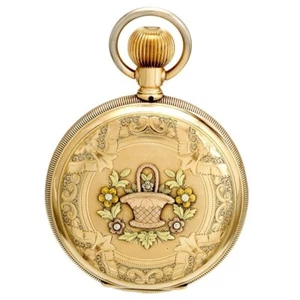 Illinois Time King Pocket Watch with Heavy 14K Multicolor Gold Hunter Case - Picture 1 of 8