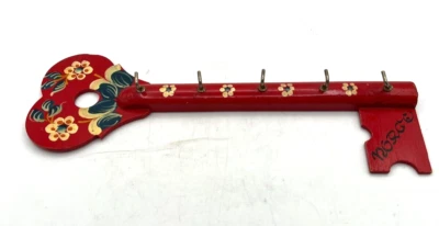 Vintage Norweigian Floral Key Holder Wall Hanging - Image 1 of 4