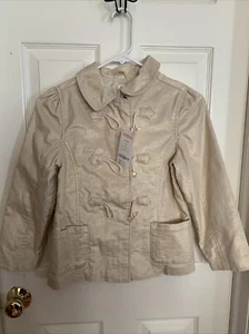 Nwt Gymboree Girls Gold Toggle Peacoat Coat Size  7/8 Lined - Picture 1 of 12