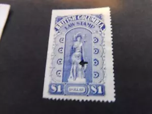 BRITISH COLUMBIA LAW STAMP ONE DOLLAR, USED - Picture 1 of 1