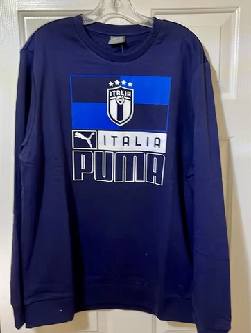 NEW Men's PUMA FIGC Italia Italy World Cup Soccer Crewneck Sweatshirt XL Navy Cover