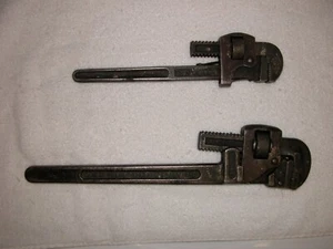 2 heavy-duty Antique pipe wrenches tools: Trimo 18 and Walworth 14 Made in USA - Picture 1 of 6