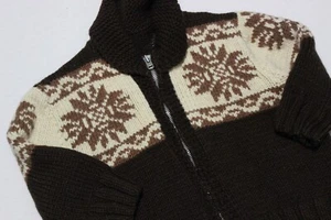 Vintage Women’s Handmade Wool Cowichan Snowflake Cardigan Zip Sweater Size XS - Picture 1 of 11