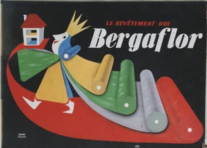 "BERGAFLOR" Maquette gouache+collage originale vers 1950 André ROLAND  154x114cm - Imagen 1 de 8