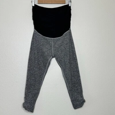 Beyond The Bump Maternity Leggings Medium Gray Spacedye Cropped Capri Yoga - Image 1 of 4