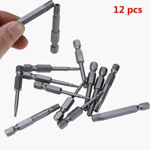 12 Pcs 50mm 1/4 Inch Hex Shank T5-T40 Torx Head Screw Driver Bits Set Kit Tools
