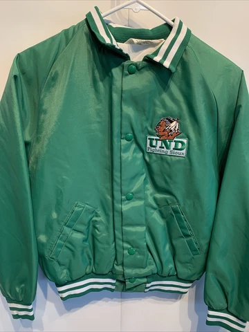 Vtg UND North Dakota Fighting Sioux NCAA Varsity Letterman Coat Youth Large Vtg Cover