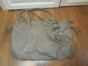 große modische Damen Handtasche Tragetasche mit Blume beige / grau - Bild 1 von 9