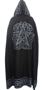 Capa ceremonial de aquelarre de brujería pentáculo de algodón, ¡gris sobre negro! - Imagen 1 de 2