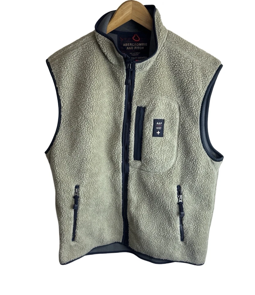 Chaleco impermeable Sherpa polar tostado vintage de Abercrombie & Fitch para hombre talla XL Foto 1 de 4