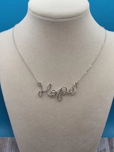 Sterling Silver Chain Link Hope Necklace 925 Modernist Minimalist 18-inch Dainty - Picture 1 of 8